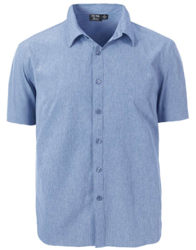 1612-CBS Men's Chambray Short Sleeve Dress Shirt (Made in USA)
