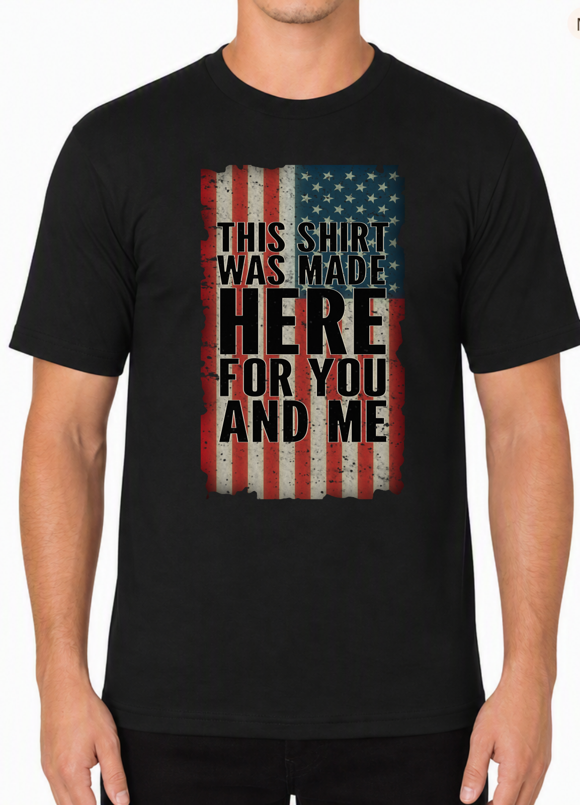 This Shirt Was Made Here - US Flag Distress Design (Made in USA)